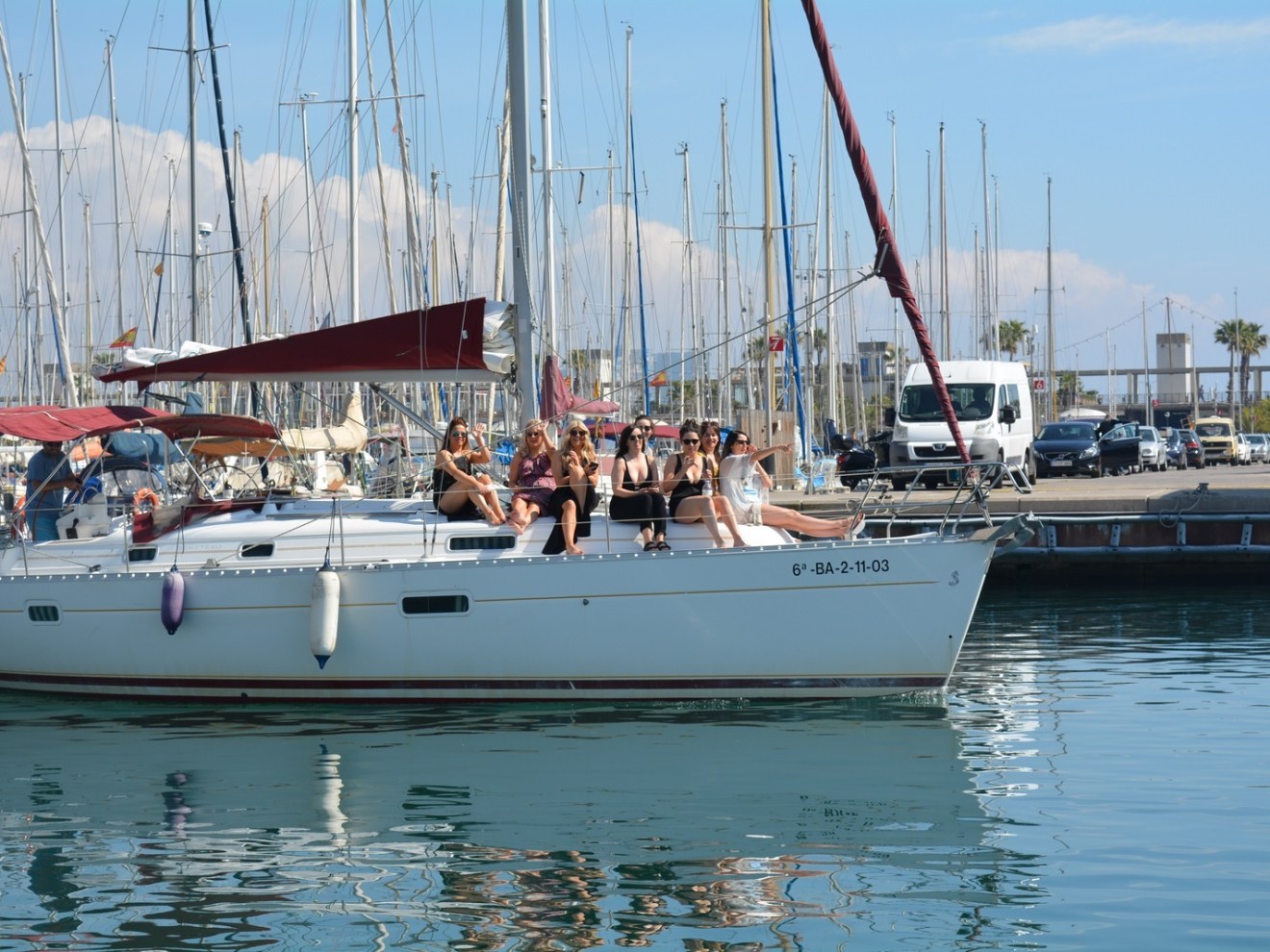ladies on the deck of the ship